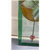 Image 5 : Vintage Stained Glass Panel with Floral Motif and Red Jewels, 10 x 26 1/2"