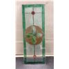 Image 6 : Vintage Stained Glass Panel with Floral Motif and Red Jewels, 10 x 26 1/2"