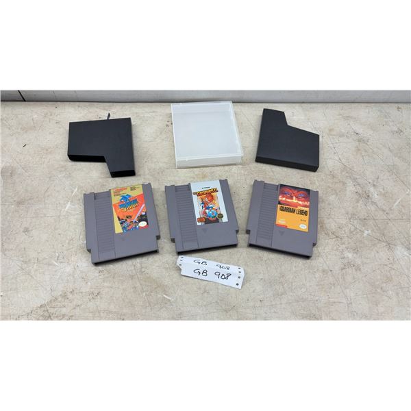 NES Games: Konami Goonies II, Broderbund Guardian Legend, and Bandai Dragon Spirit with Cases