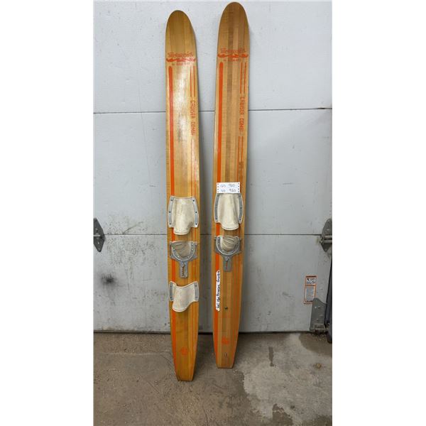 Pair of Vintage Mermaid by Aqua-Rite Cruiser Combi Laminated Wood Water Skis with Bindings