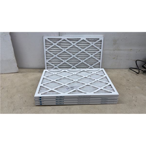 Lot of 5 HVAC Pleated Air Filters, 16 x 25 x 1" (Actual 15 1/2 x 24 1/2 x 3/4")