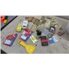 Image 10 : Assorted Hardware Lot: Bucket of Drill Bits, Hinges, Door Knob, Brackets, Galvanized Wire Spool