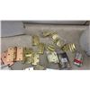 Image 9 : Assorted Hardware Lot: Bucket of Drill Bits, Hinges, Door Knob, Brackets, Galvanized Wire Spool