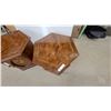 Image 3 : Pair of Hexagonal Wooden End Tables with Floral Motif Doors and Brass Knobs 20" Hgt. 22" Across