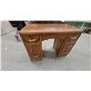 Image 2 : Art Deco Waterfall Vanity Dressing Table with Round Swivel Mirror, Circa 1930s 61 x 38 x 17" Mirror