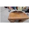 Image 3 : Art Deco Waterfall Vanity Dressing Table with Round Swivel Mirror, Circa 1930s 61 x 38 x 17" Mirror