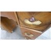 Image 7 : Art Deco Waterfall Vanity Dressing Table with Round Swivel Mirror, Circa 1930s 61 x 38 x 17" Mirror