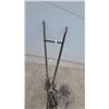 Image 4 : Antique Single-Wheel Hand Plow Cultivator with Wooden Handles and Plow Attachment