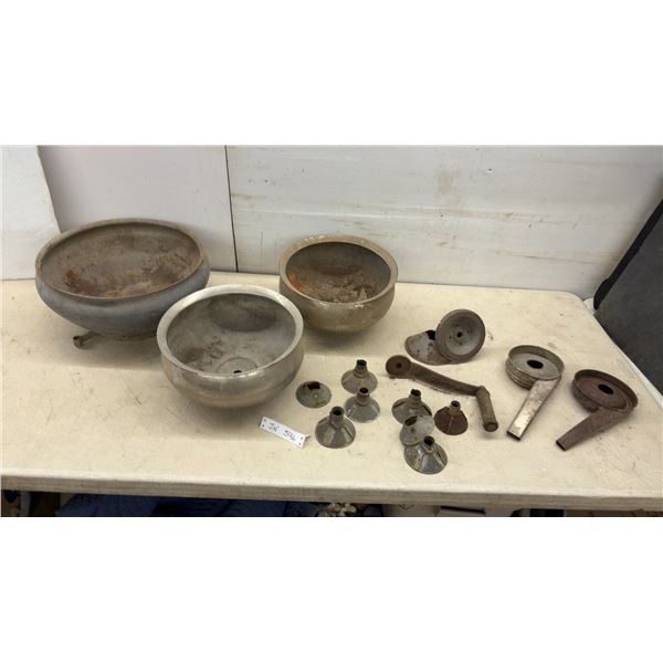 Vintage Hand-Crank Cream Separator Parts: Bowls, Conical Discs, 60 Per Minute Crank, and More