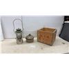Image 1 : Vintage 1948 Coleman Major No. 236 Gasoline Lantern, Globe, and M.S.M. Wooden Crate