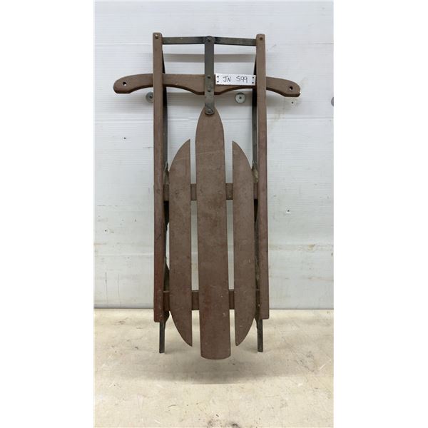 Vintage Wooden Flexible Flyer Style Sled with Metal Runners