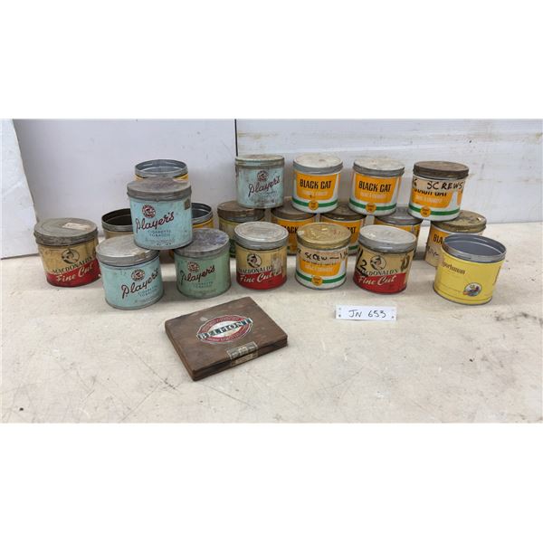 Canadian Tobacco Tins Including Macdonald's Fine Cut, Player's, Black Cat, Belmont and More