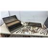 Image 1 : Vintage Cantilever Metal Toolbox with Assorted Wrenches, Sockets, Files, Screwdrivers, and More