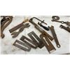 Image 3 : Vintage Lot of Cast Iron Spanners, Wrenches, Masonic Square and Compass, Brace Drill, and More