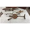 Image 6 : Vintage Lot of Cast Iron Spanners, Wrenches, Masonic Square and Compass, Brace Drill, and More