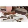 Image 7 : Vintage Lot of Cast Iron Spanners, Wrenches, Masonic Square and Compass, Brace Drill, and More