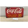 Image 1 : Vintage Coca-Cola Double Sided "Take Home a Carton 35¢ Plus Deposit" Metal Advertising Sign