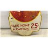Image 10 : 2 Vintage Coca-Cola Double Sided "Take Home a Carton 25¢" Die-Cut Metal Advertising Signs