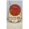 Image 11 : 2 Vintage Coca-Cola Double Sided "Take Home a Carton 25¢" Die-Cut Metal Advertising Signs