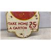 Image 14 : 2 Vintage Coca-Cola Double Sided "Take Home a Carton 25¢" Die-Cut Metal Advertising Signs