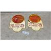 Image 1 : 2 Vintage Coca-Cola Double Sided "Take Home a Carton 25¢" Die-Cut Metal Advertising Signs