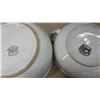 Image 10 : Antique Ceramic Washstand Set With Teal Floral Pitcher, Basin, and Two White Chamber Pots