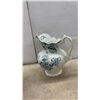 Image 5 : Antique Ceramic Washstand Set With Teal Floral Pitcher, Basin, and Two White Chamber Pots