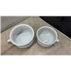 Image 9 : Antique Ceramic Washstand Set With Teal Floral Pitcher, Basin, and Two White Chamber Pots