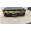 Image 1 : Vintage Black Storage Trunk with Brass-Tone Hardware and Corner Protectors