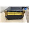 Image 3 : Vintage Black Storage Trunk with Brass-Tone Hardware and Corner Protectors