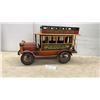 Image 1 : Vintage-Style Wooden City Transport Open-Top Double-Decker Bus Model with Period Advertisements