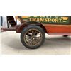 Image 4 : Vintage-Style Wooden City Transport Open-Top Double-Decker Bus Model with Period Advertisements