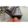 Image 2 : Dark Brown Leather Power Reclining Coach with Contrast Stitching and USB Ports 88" Wide