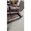 Image 6 : Dark Brown Leather Power Reclining Coach with Contrast Stitching and USB Ports 88" Wide