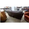 Image 7 : Dark Brown Leather Power Reclining Coach with Contrast Stitching and USB Ports 88" Wide