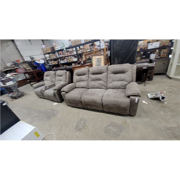 Gray Microfiber Modular Reclining Sectional Sofa With Cup Holder and Storage Console 84" Andluv