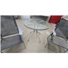 Image 2 : Outdoor Patio Dining Set with Round Glass-Top Table 28 x 30" and 3xFolding Sling Chairs