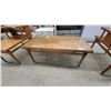 Image 2 : Mid-Century Modern Wooden Coffee Table 15 x 20"14" and Two-Tiered End Tables With Tapered Legs
