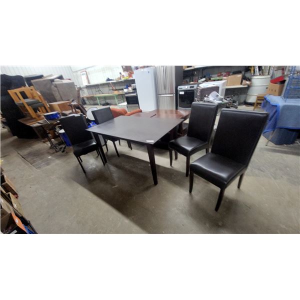 Contemporary Dark Brown Rectangular Dining Table 30 x 59 x 36" with 4x Upholstered High-Back Chairs