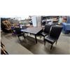 Image 1 : Contemporary Dark Brown Rectangular Dining Table 30 x 59 x 36" with 4x Upholstered High-Back Chairs