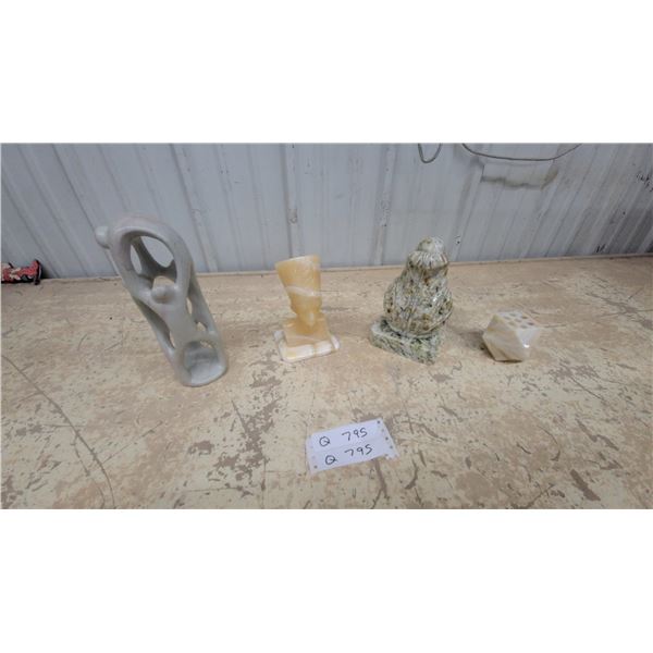Carved Banded Onyx Queen Nefertiti Bust on Matching Rectangular Base Plus
