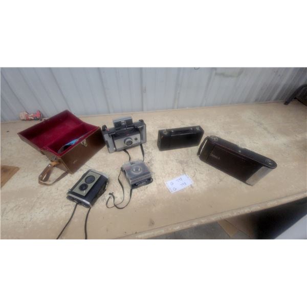 Vintage Camera Lot: Kodak Brownie Reflex, Brownie Fiesta, Polaroid Land 100, Autographic and More