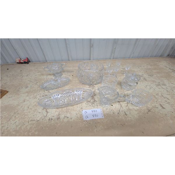 Cut Crystal Glassware Collection with Starburst, Fan, and Diamond Patterns, Bowls, Compote and More