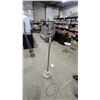Image 1 : Vintage Silver-Tone Metal Torchiere Floor Lamp With Pierced Shade and Marble Base Insert