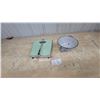 Image 1 : Vintage TECO Mint Green Bathroom Scale with Chrome Trim and Enamel Colander