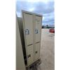 Image 1 : Beige Metal Double-Tier Storage Lockers with Recessed Handles and Ventilation Slots