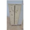 Image 1 : Beige Two-Tier Metal Lockers, Two Columns with Full-Height Upper and Half-Height Lower Compartments