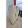 Image 2 : Beige Two-Tier Metal Lockers, Two Columns with Full-Height Upper and Half-Height Lower Compartments