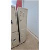 Image 3 : Beige Two-Tier Metal Lockers, Two Columns with Full-Height Upper and Half-Height Lower Compartments