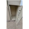 Image 4 : Beige Two-Tier Metal Lockers, Two Columns with Full-Height Upper and Half-Height Lower Compartments
